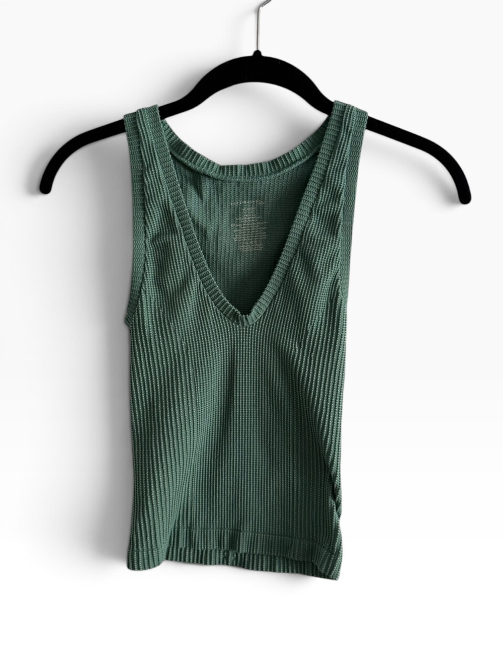 Intimately Free People Brami Ribbed V-Neck Tank Top in Olive Green